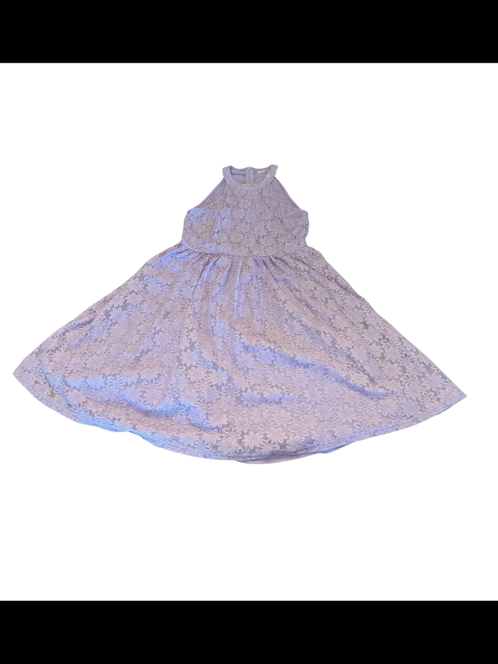 EUC Shein Girls 14Y XL Lavender Lace Halter Lined Dress